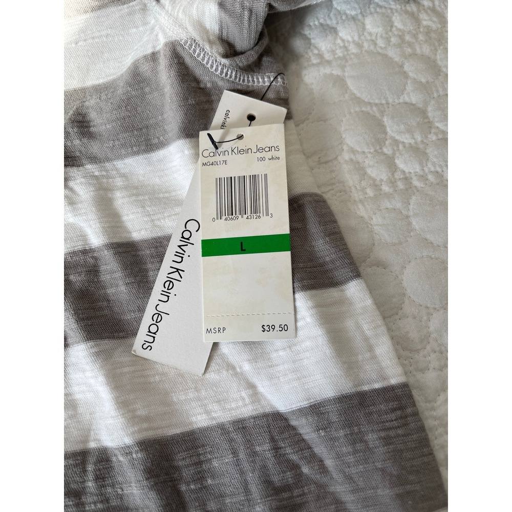 Calvin Klein Jeans Men Striped Polo Shirt Casual Short Sleeve Cotton Size‎ L - Picture 3 of 9